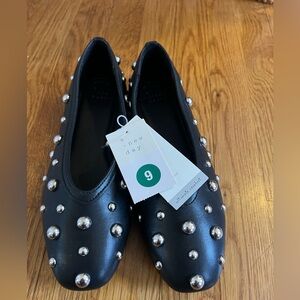 A New Day Black Flats with Silver Studs